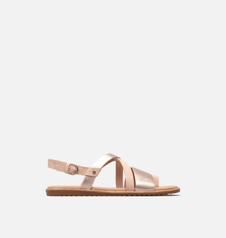 Sandalias Sorel Mujer - Ella™ Criss Cross Flat Beige/Marrones - 63904-LBTW